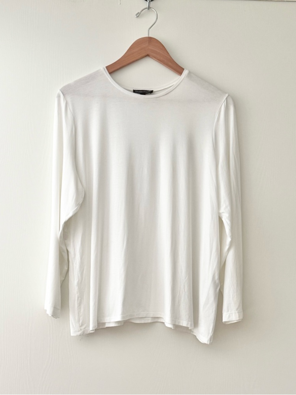 Eileen Fisher White Lightweight Viscose Jersey Top XL